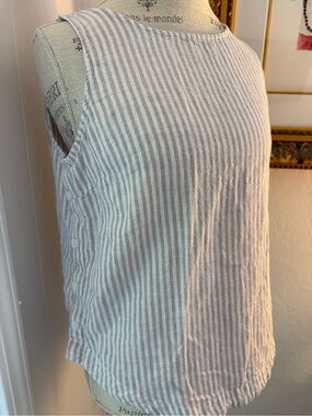 Beach Lunch Lounge Collection Sleeveless Striped Linen Blend Tank